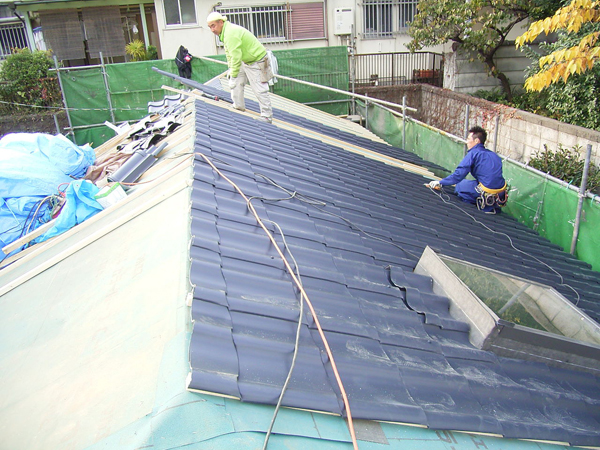 耐震リフォーム：屋根瓦葺き替え　ツイン基礎 東京都品川区
