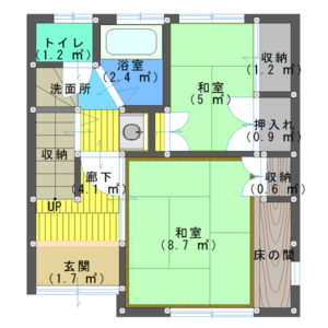 10坪の4LDKの間取り・2階リビングの狭小3階建て住宅・中央区